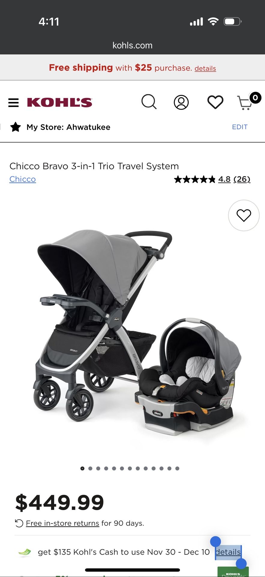 Chicco Bravo 3-in-1 Trio Travel System