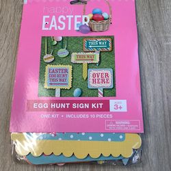 New Happy Easter Egg Hunt Sign Kit 10pc $5