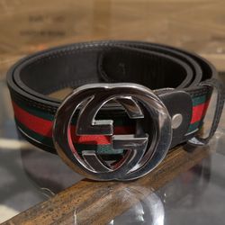 Gucci Classic Red and Green Stripe Belt – Silver G Buckle (New) 