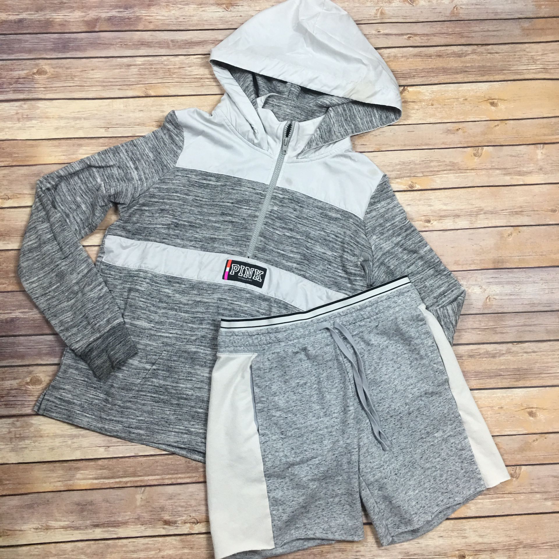 VS PINK | Grey Space Dye Rain 1/4 Zip Sweatshirt- SZ S