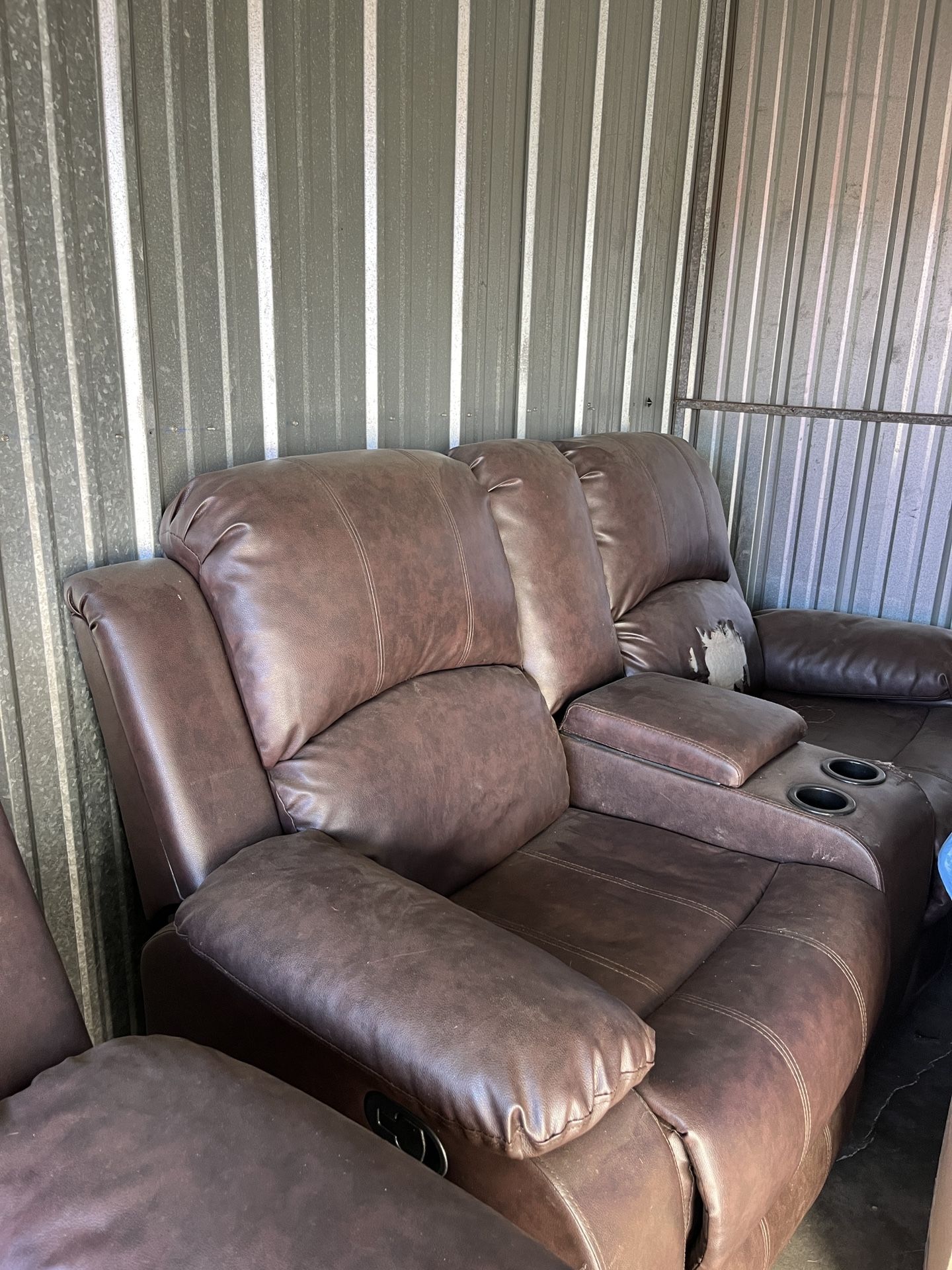 Leather Reclining Loveseat Needs Some TLC