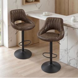 Set of 2 Adjustable Bar Stools with Back