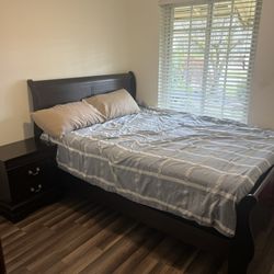 Queen Bed and Night Stand