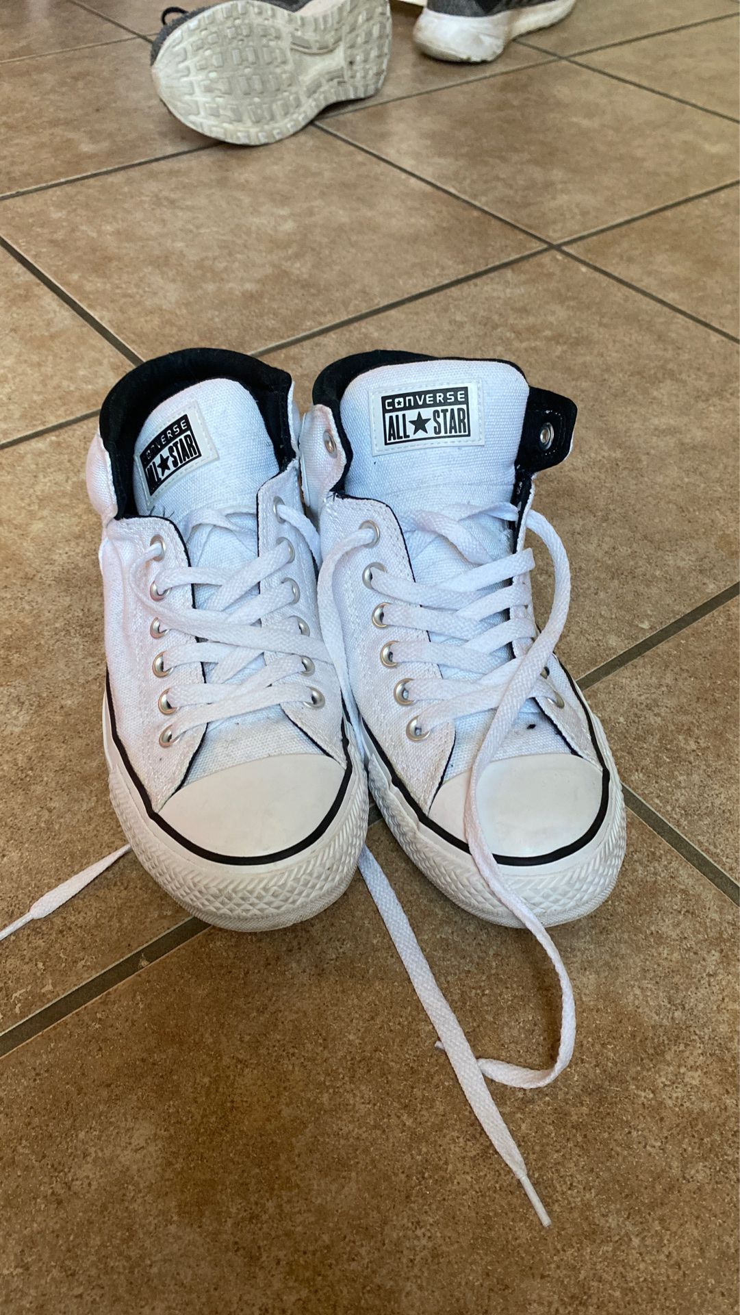 Converse high tops white. Size 8. NO BOX