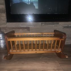 Vintage Baby Doll Wooden Cradle 