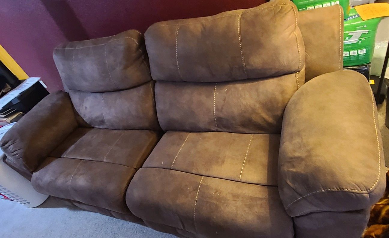 Microfiber Brown Recliner Coach