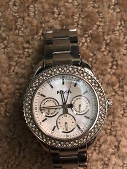 Silver Fossil Watch