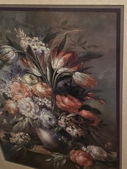 Framed Matted Art Gorgeous Flower Arrangement New, Perfect! Beautiful Vivid Colors!