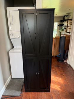 Tall Black Farmhouse Storage Cabinet