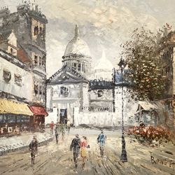 Caroline Burnett Signed 24x20 Painting Of Paris Streets 