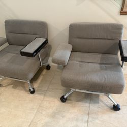 2 Commercial Office Chairs With Attached Desk
