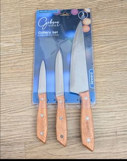 Gibson Home Seward 3 Piece Stainless Steel Cutlery Set with Wood Handles