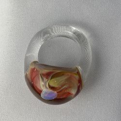 Blown Glass Ring with Phantom Opal