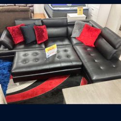 Ibiza Black Leather Sectional Sofa W/Ottoman---$899---Fantastic Deal!!!---Delivery Available 