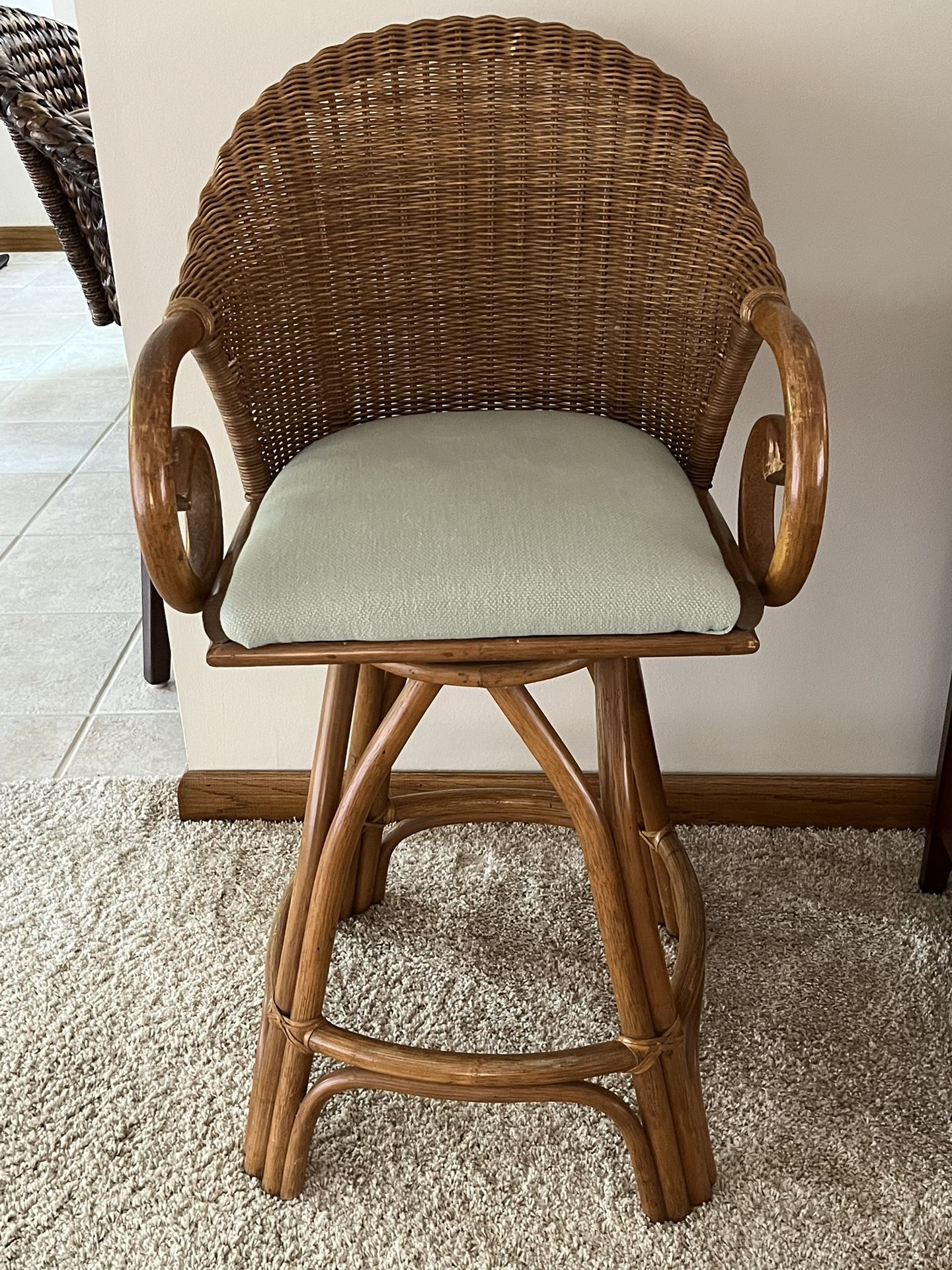 Rattan and Wicker Swivel Counter Stools