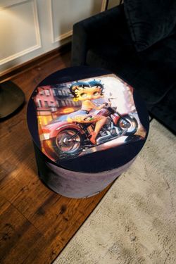 Handcrafted Betty boop round table ottoman