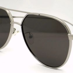 Alexander McQueen AM0372S-001 Pilot Silver Frame Sunglasses 59-15-145 XL