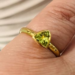 925 Silver 14K Gold Plated Peridot Stone 