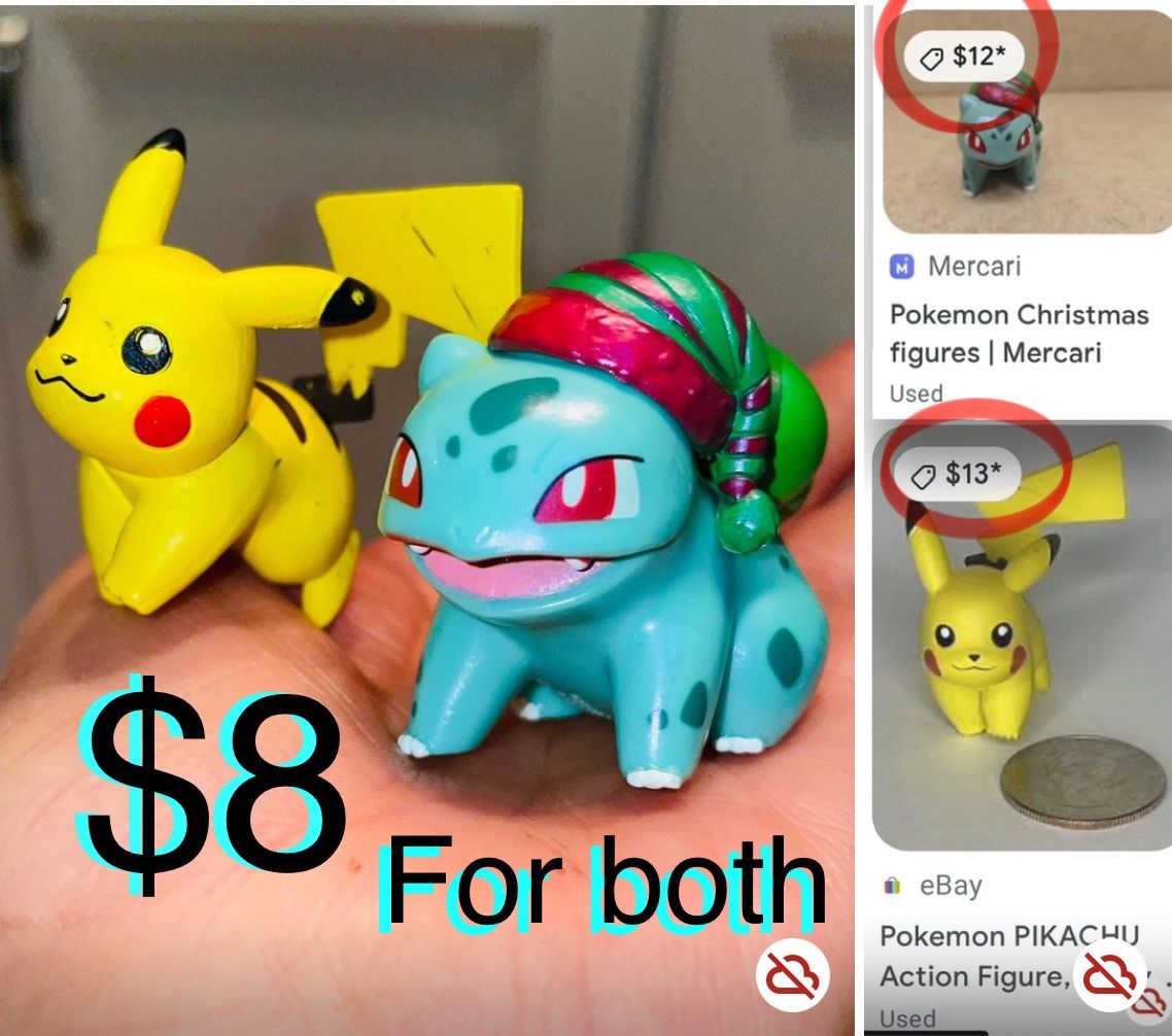 $8 for Both Pokemon Figures Bulbasaur & Pikachu like new