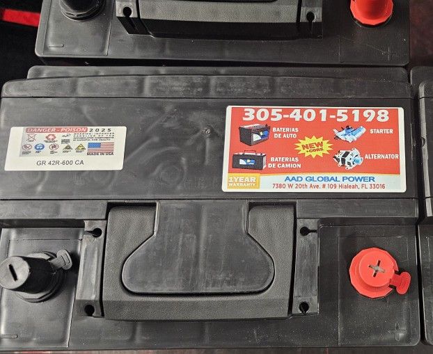 New battery of the group-42R, 1-year warranty 