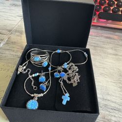 Real 925 Silver And Blue Opals From Israel 