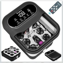 Collapsible Foot Spa Massager with Heat Bubble Jets Remote Control