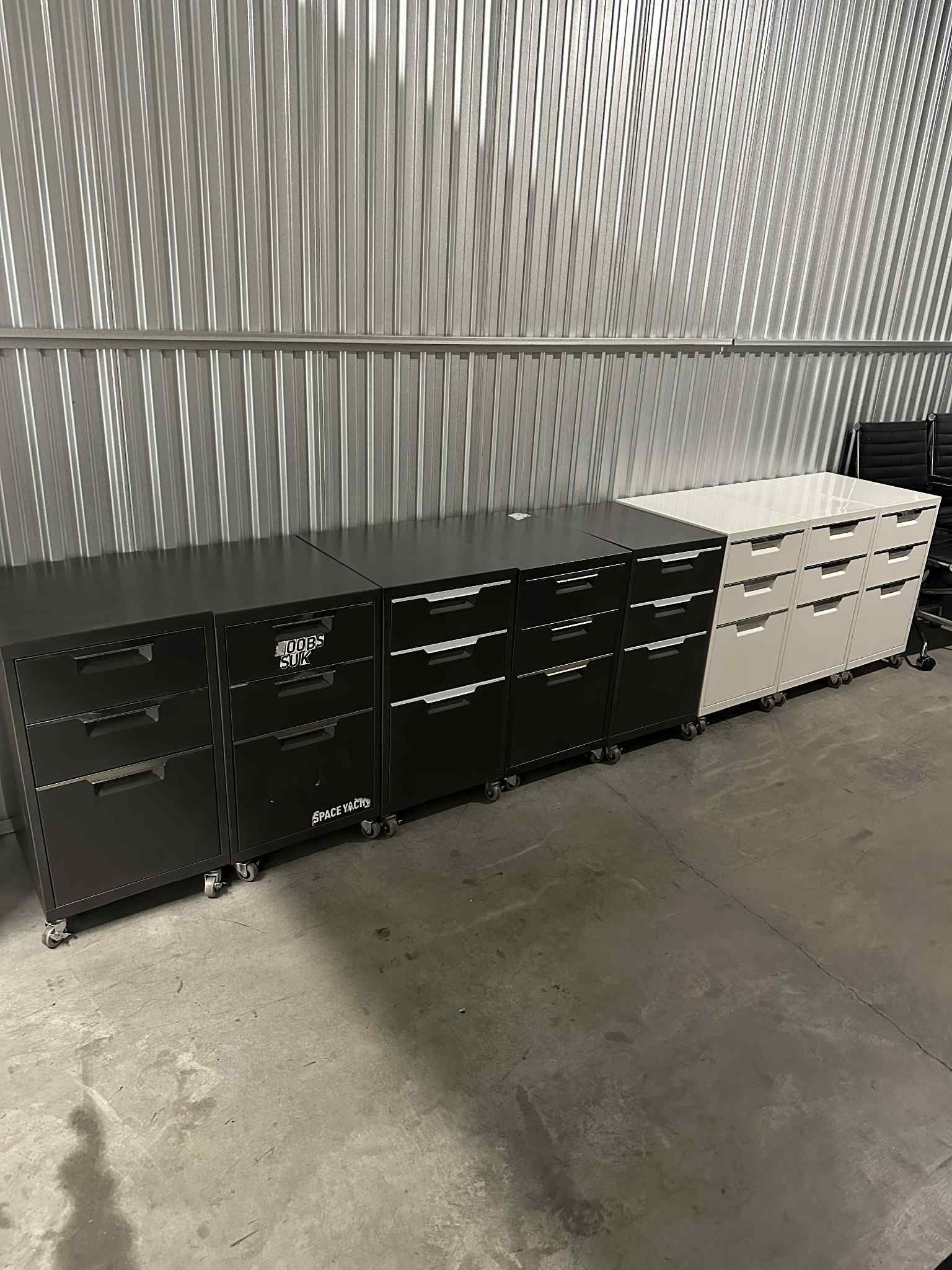 CB2 White 3 Drawer Filing Cabinet X2