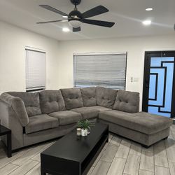 Large Grey L-Shaped Sectional Sofa