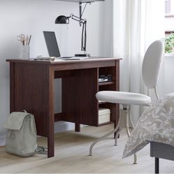 Small Brown Wood Ikea Brusali Desk 