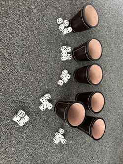 Liar's Dice Game Set with 6 Leather Cups and 29 Dice