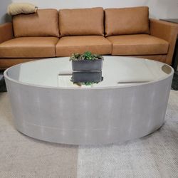 Made Goods Cara Oval Coffee Table – Faux Shagreen