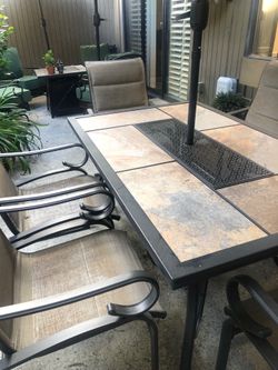 Outdoor table and chairs for six