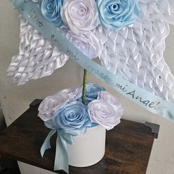 Angel Hecho Con Liston Y Flores Eternas