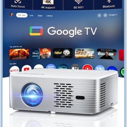 Cibest Google TV Projector 4K Support - CiBest Smart Projector with WiFi 6 and Bluetooth, Outdoor Movie Proyector Full-Sealed