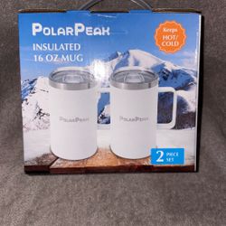 POLAR PEAK insulated 16 ounce mug two piece set keeps hot and cold new in the box
