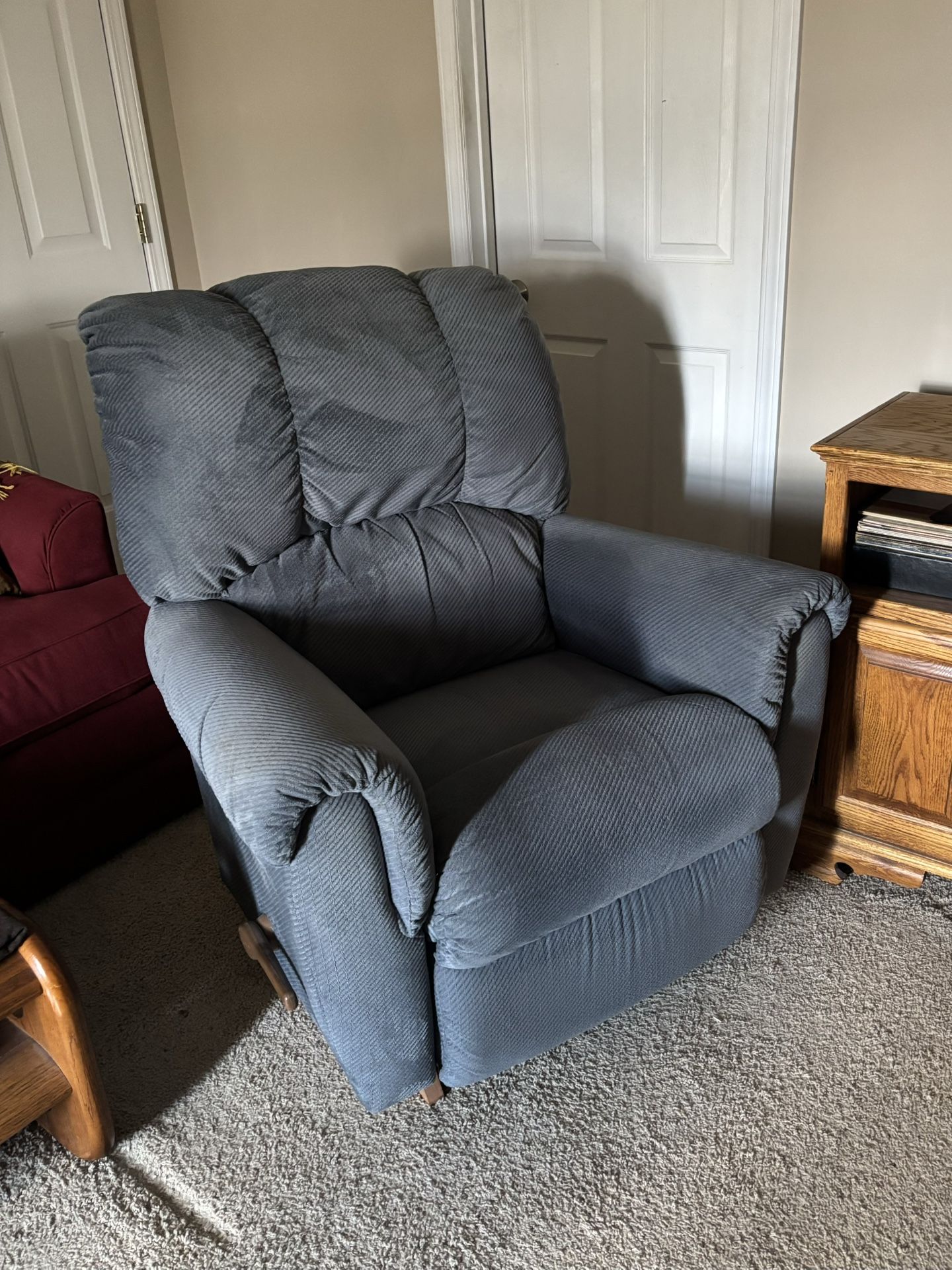 Blue Gray Reclining Chair