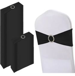 Spandex Stretch Chair Cover Bands - 150 PCs Black