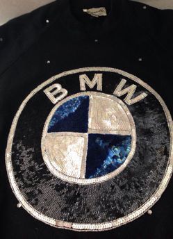 Large BMW SEQUIN logo sweatshirt.