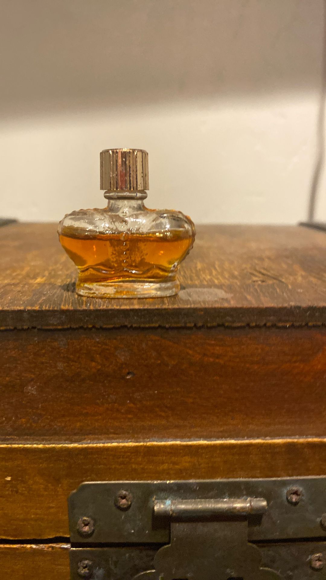 Golden autumn vintage perfume bottle