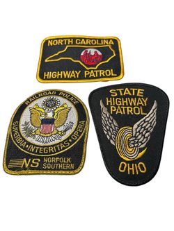 Set of 3 police patches. Ohio Highway Patrol, Norfolk Southern Railroad Police and North Carolina Highway Patrol