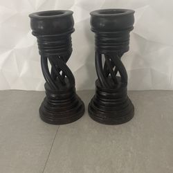 Wood Candle Stick Holders 