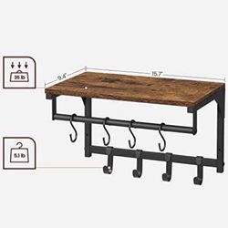 Laundry Room Shelf Wall Mounted, Coat Rack Shelf, With 8 Removable Hooks 