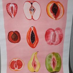 Yummy Feminine Pink Fruit Canvas Poster Wall Art Decor Kitchen Room Gift Set 