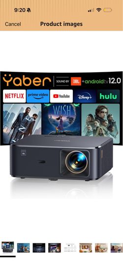 Projector 4K with Google TV, YABER K2s WiFi 6 Bluetooth Projector, Sound by JBL, Dolby Audio, Auto Focus & Keystone,Native 1080P 4K Supported Outdoor 