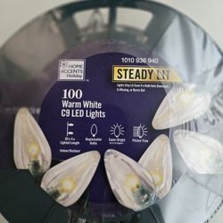 100 Warm White Steady Lit C9 LED Christmas Lights