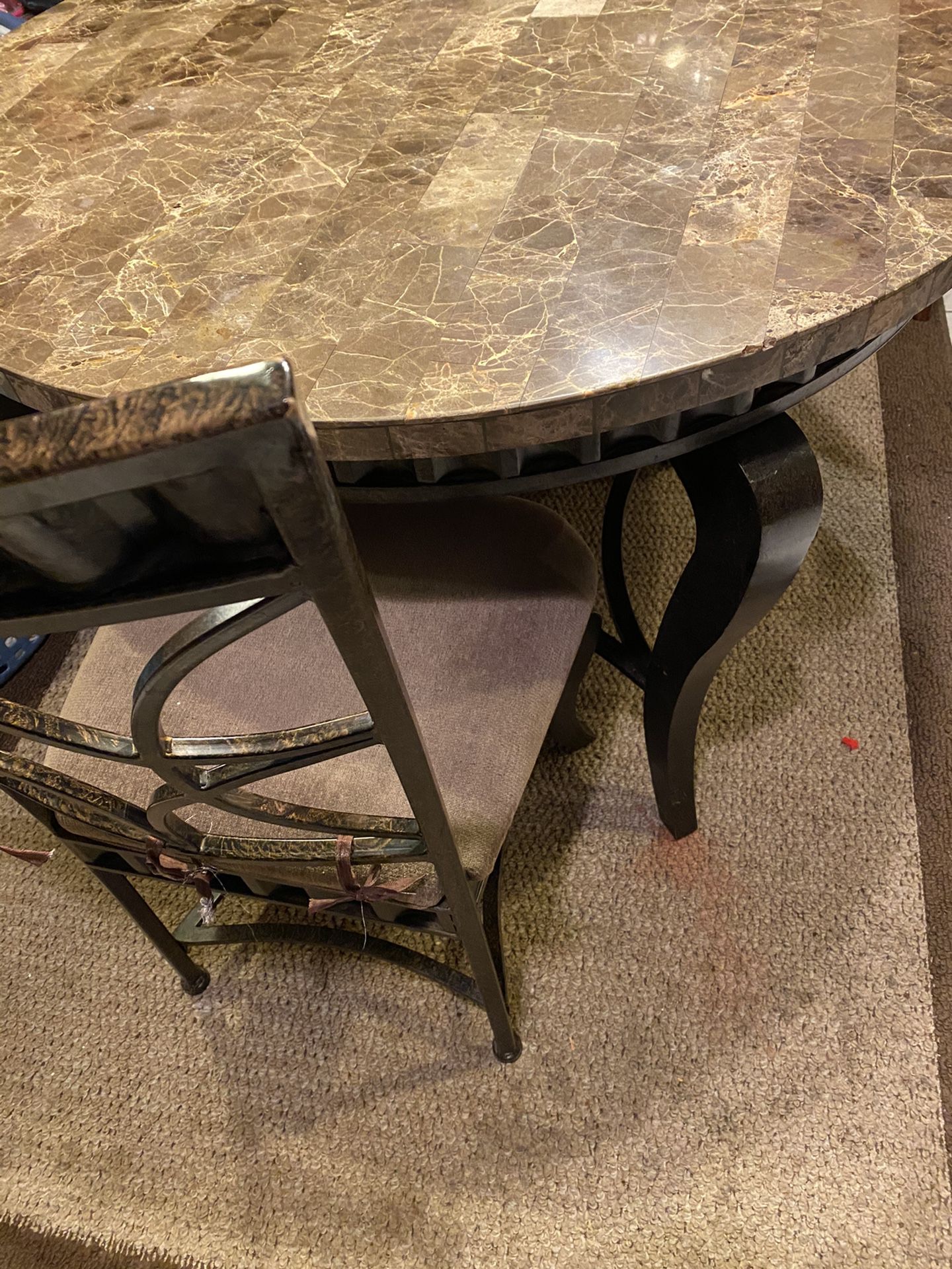 Real marble table with two chairs