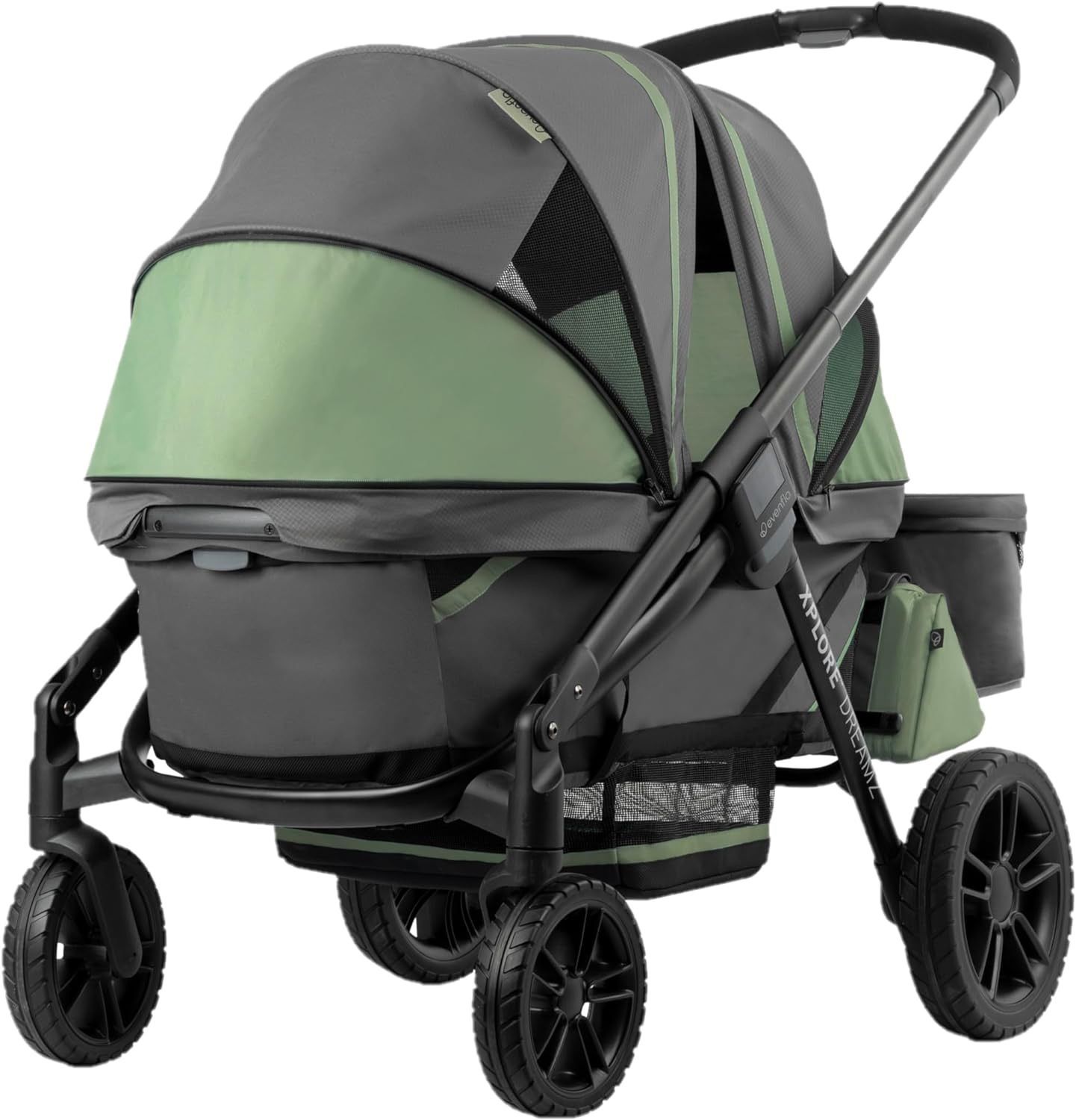 Evenflo Pivot Xplore Dreamz All-Terrain Stroller Wagon with Bassinet Insert (Voyager Green)