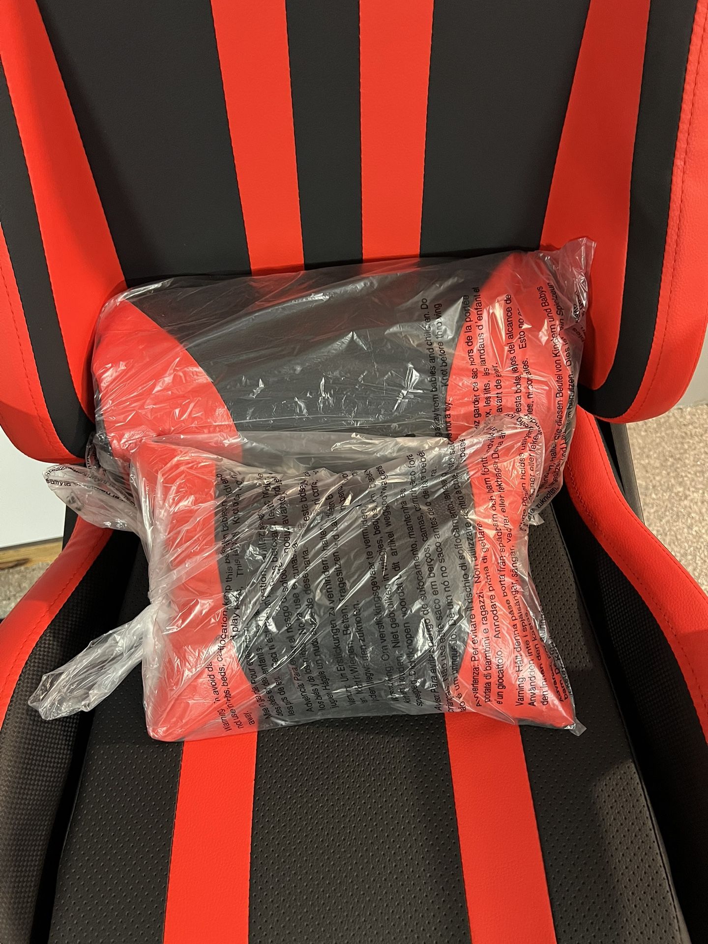 Brand New Black/Red Bonded Leather Tall Back Gaming Chair w/Slide Out Footrest