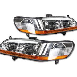 LA Zona Auto Parts 98 to 02 Honda Accord OEM STYLE Headlights Luces Micas Calaveras Faros Cromados 