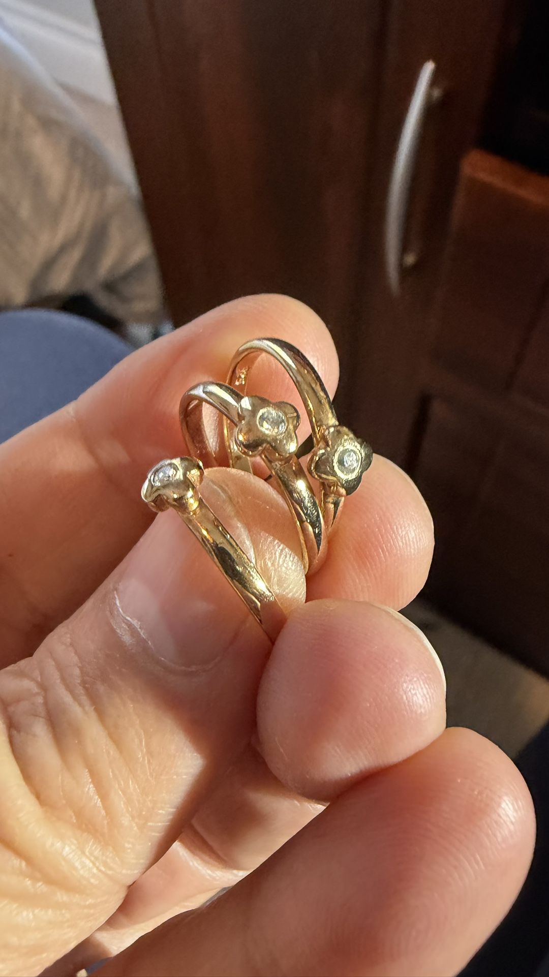 3 Similar Sterling Silver Rings With Small Diamonds